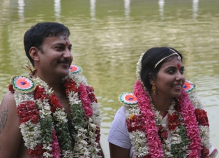 By the temple tank